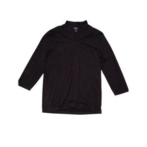 Talbots Petite Women's M Black V-Neck L/S Blouse Casual stretchy luxe layering